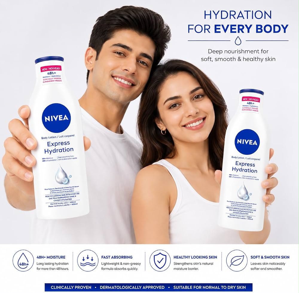 NIVEA – Loción Corporal Hidratante Express Hydration 48H+ 400 ml