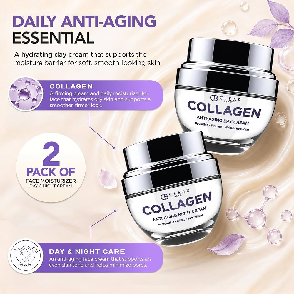 Clear Beauty – Dúo de Crema Facial Antiedad con Colágeno 2 x 50 mL