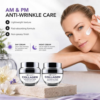 Clear Beauty – Dúo de Crema Facial Antiedad con Colágeno 2 x 50 mL