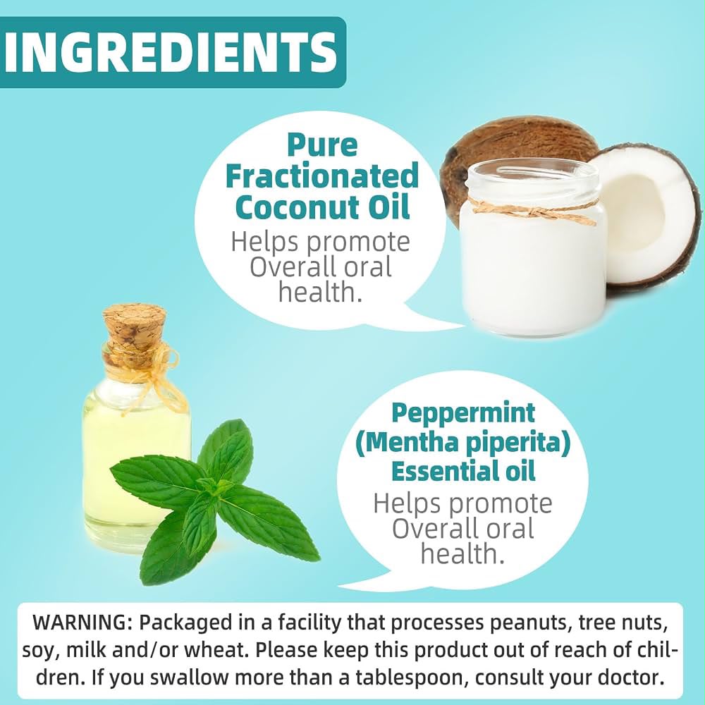 AL’IVER Whitening Pulling Oil Coconut & Mint – Aceite para Oil Pulling de Coco y Menta 237 mL con Limpiador de Lengua