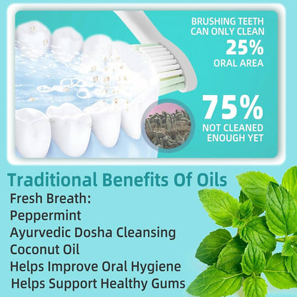 AL’IVER Whitening Pulling Oil Coconut & Mint – Aceite para Oil Pulling de Coco y Menta 237 mL con Limpiador de Lengua
