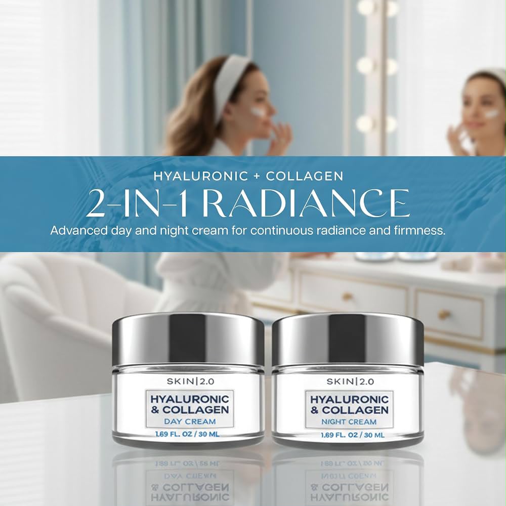 SKIN|2.0 Hyaluronic & Collagen Day & Night Cream – Crema Hidratante Dúo 2 x 50 mL