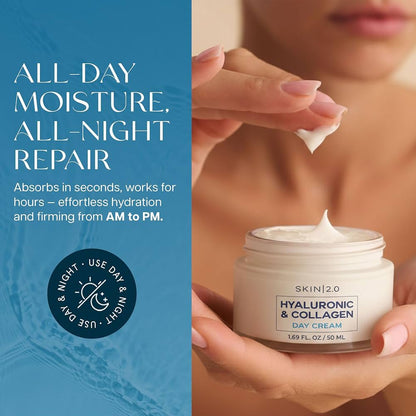 SKIN|2.0 Hyaluronic & Collagen Day & Night Cream – Crema Hidratante Dúo 2 x 50 mL