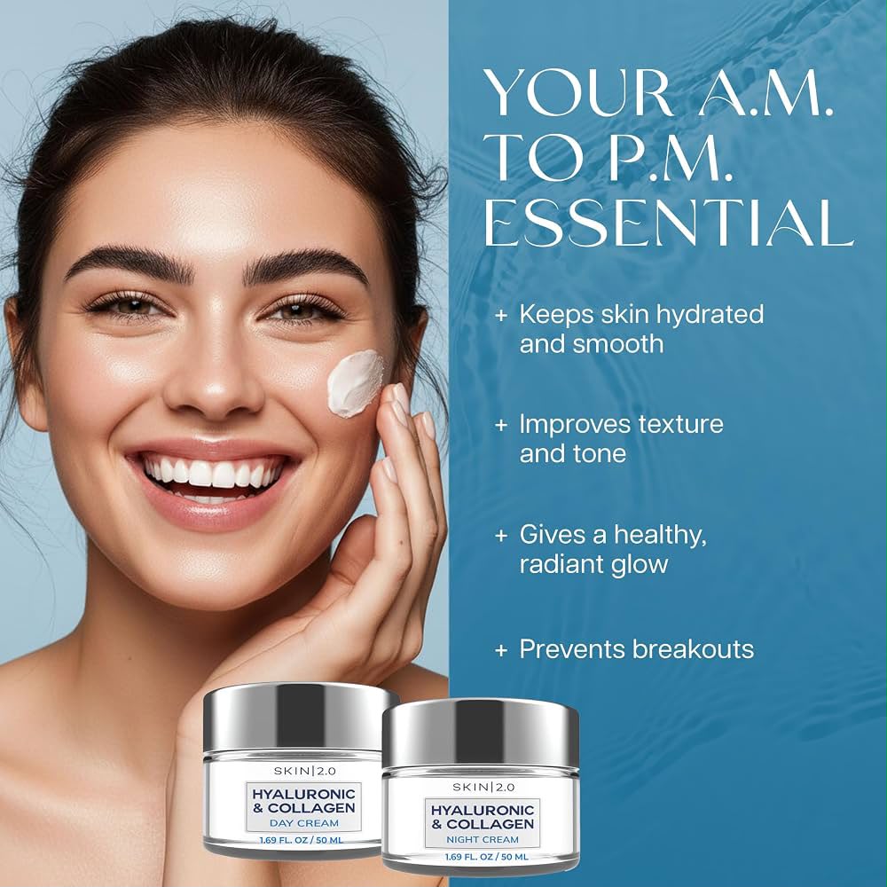 SKIN|2.0 Hyaluronic & Collagen Day & Night Cream – Crema Hidratante Dúo 2 x 50 mL