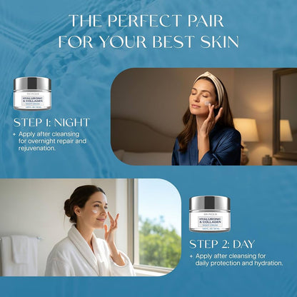 SKIN|2.0 Hyaluronic & Collagen Day & Night Cream – Crema Hidratante Dúo 2 x 50 mL