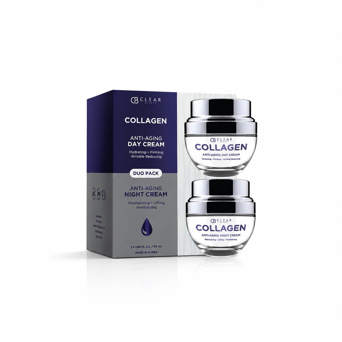 Clear Beauty – Dúo de Crema Facial Antiedad con Colágeno 2 x 50 mL