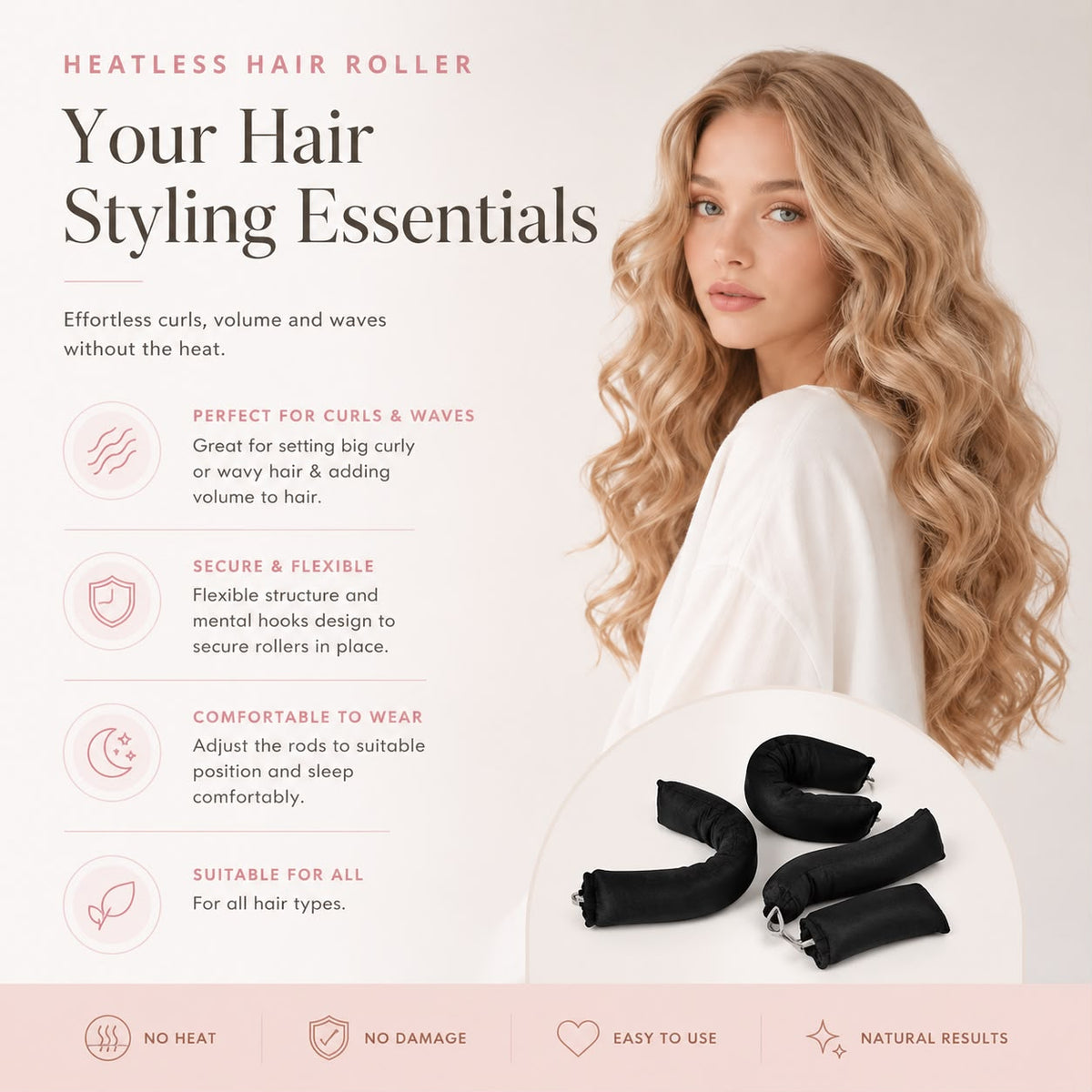 Heatless Curl Set – Set de Rulos sin Calor para el Cabello