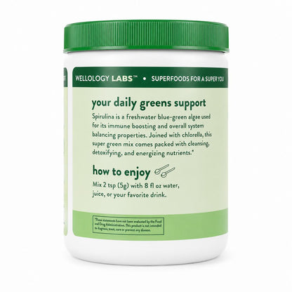 Wellology Labs Spirulina & Chlorella Superfood Boost – Mezcla en Polvo de Espirulina y Chlorella 198 g