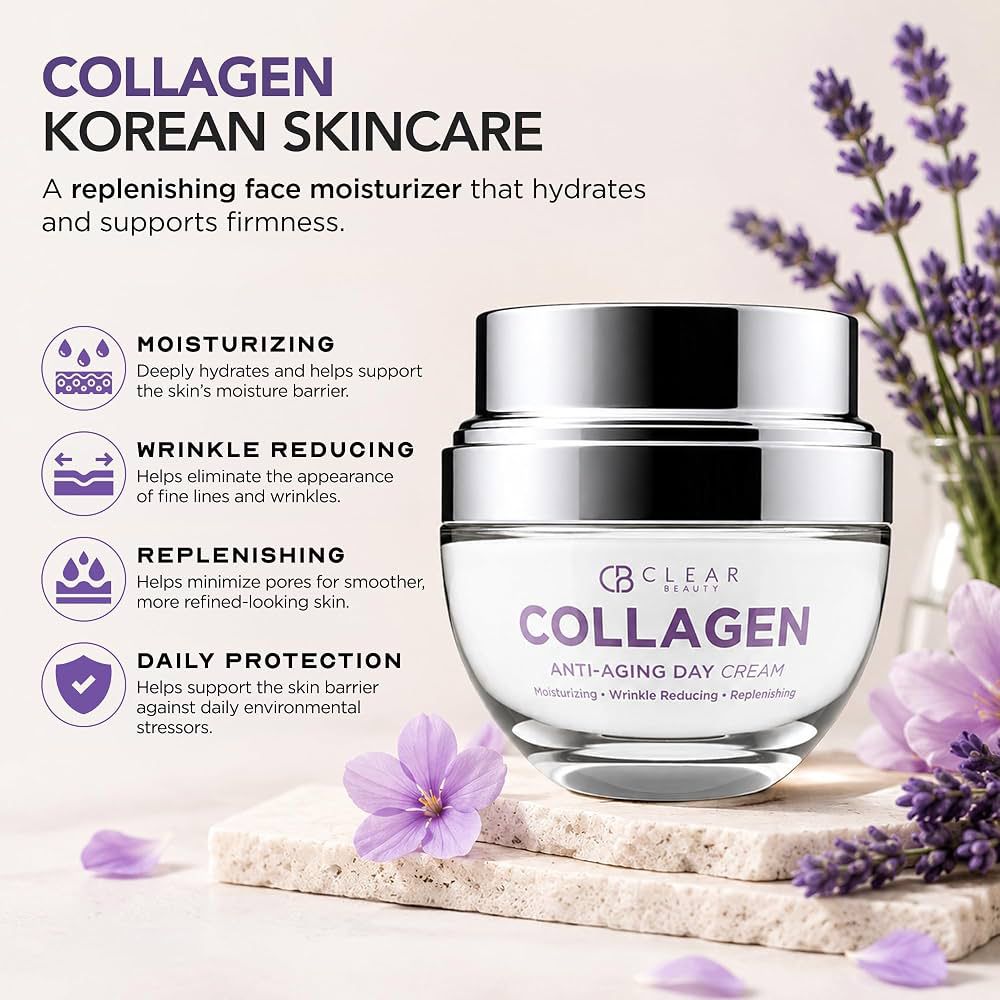 Clear Beauty – Crema Facial Hidratante de Día con Colágeno 50 ml