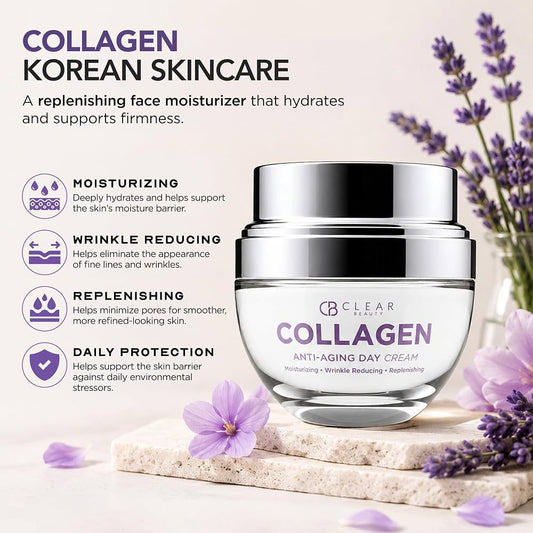Clear Beauty – Crema Facial Hidratante de Día con Colágeno 50 ml