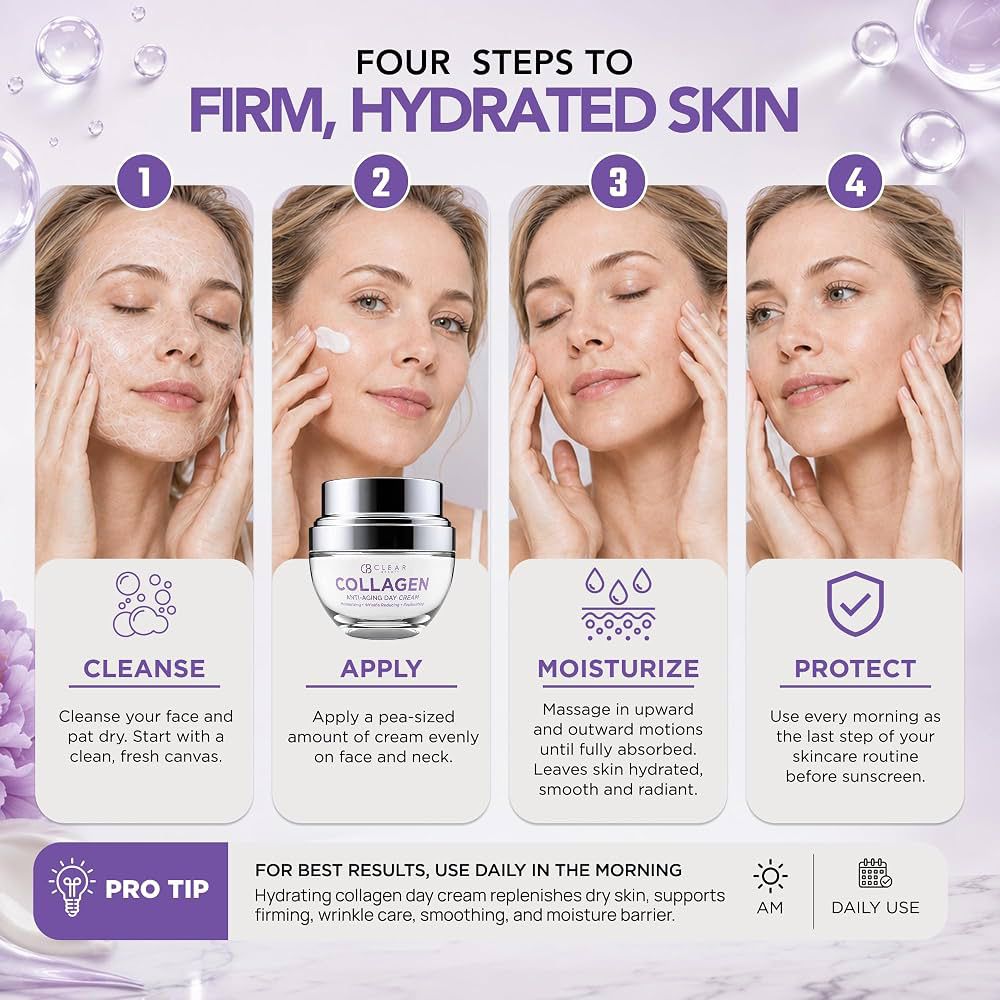Clear Beauty – Crema Facial Hidratante de Día con Colágeno 50 ml
