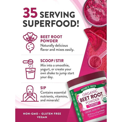 Nature’s Truth Organic Beet Root Powder – Polvo de Remolacha Orgánica 173 g