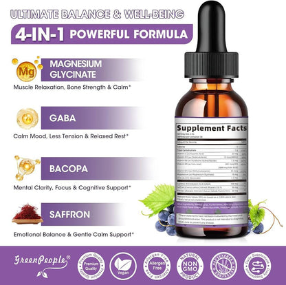 Greenpeople Magnesium Bacopa Monnieri Liquid Drops – Suplemento Líquido con PQQ y Azafrán 60 ml