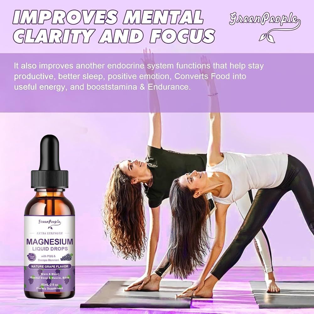 Greenpeople Magnesium Bacopa Monnieri Liquid Drops – Suplemento Líquido con PQQ y Azafrán 60 ml
