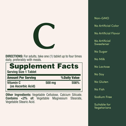 Nature’s Bounty Vitamin C – Suplemento Vitamínico 500 mg 100 Tabletas