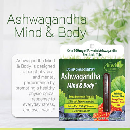 Irwin Naturals Ashwagandha Mind & Body – Suplemento Líquido de Bienestar 10 Tubos