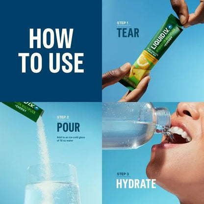 Liquid I.V. Hydration Multiplier +Energy – Mezcla de Electrolitos Sabor Mango Tamarind 6 Sticks