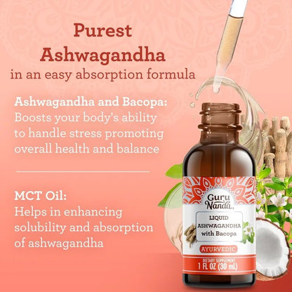 GuruNanda Liquid Ashwagandha with Bacopa – Suplemento Dietético Líquido 30 ml