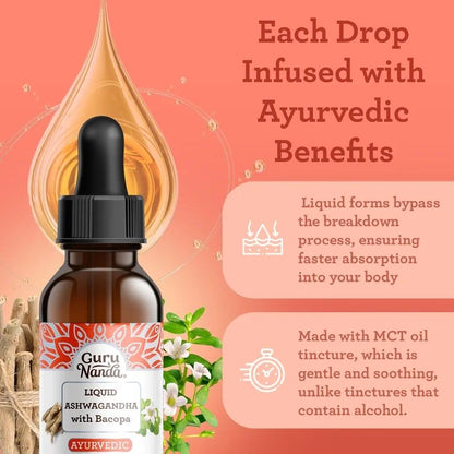 GuruNanda Liquid Ashwagandha with Bacopa – Suplemento Dietético Líquido 30 ml