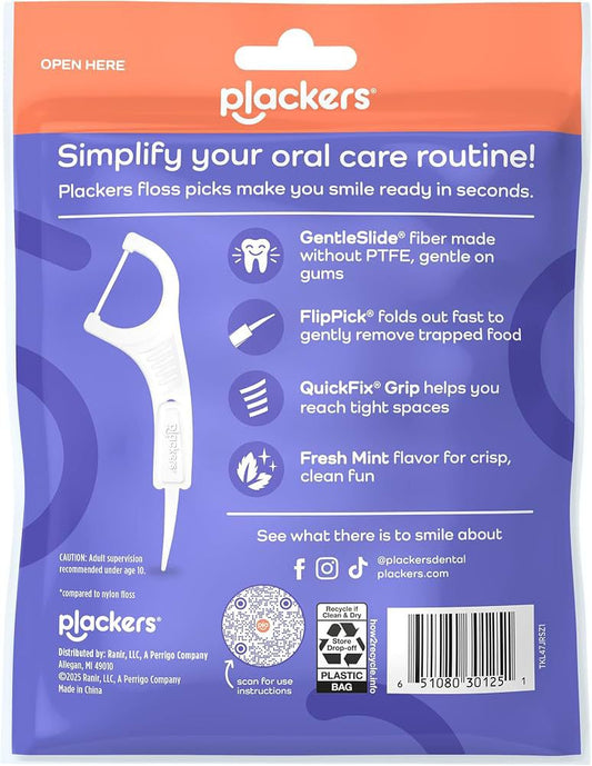 Plackers Gentle Line – Hilo Dental con Mango Sabor Fresh Mint 150 unidades
