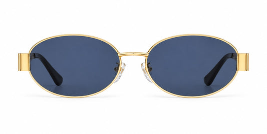 BCBG Generation – Lentes de Sol Ovalados Dorados con Lentes Azul Oscuro