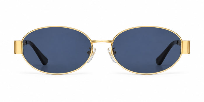 BCBG Generation – Lentes de Sol Ovalados Dorados con Lentes Azul Oscuro