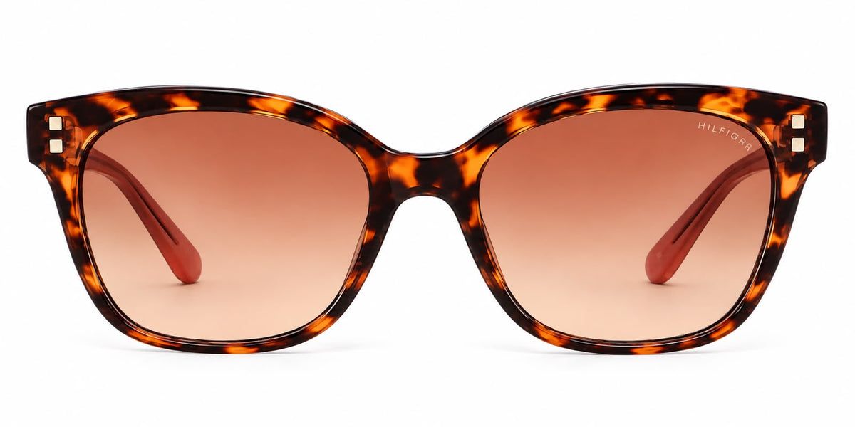 Tommy Hilfiger – Lentes de Sol Cuadrados Carey con Lente Rosa Degradado