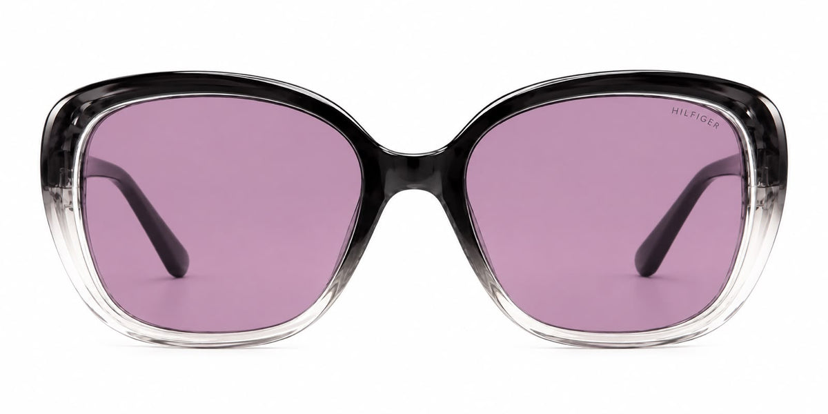Tommy Hilfiger – Lentes de Sol Oversized Negros Degradados con Lente Morado
