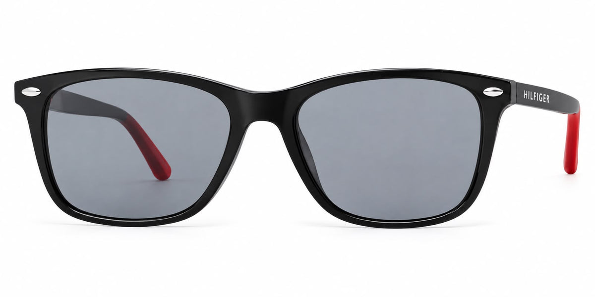 Tommy Hilfiger – Lentes de Sol Cuadrados Negros con Lente Gris