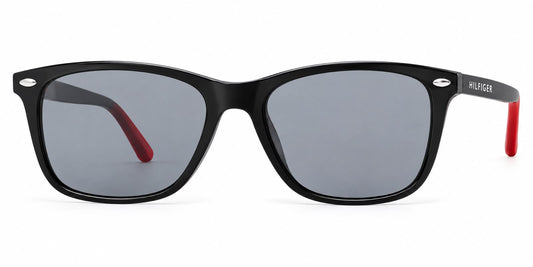 Tommy Hilfiger – Lentes de Sol Cuadrados Negros con Lente Gris